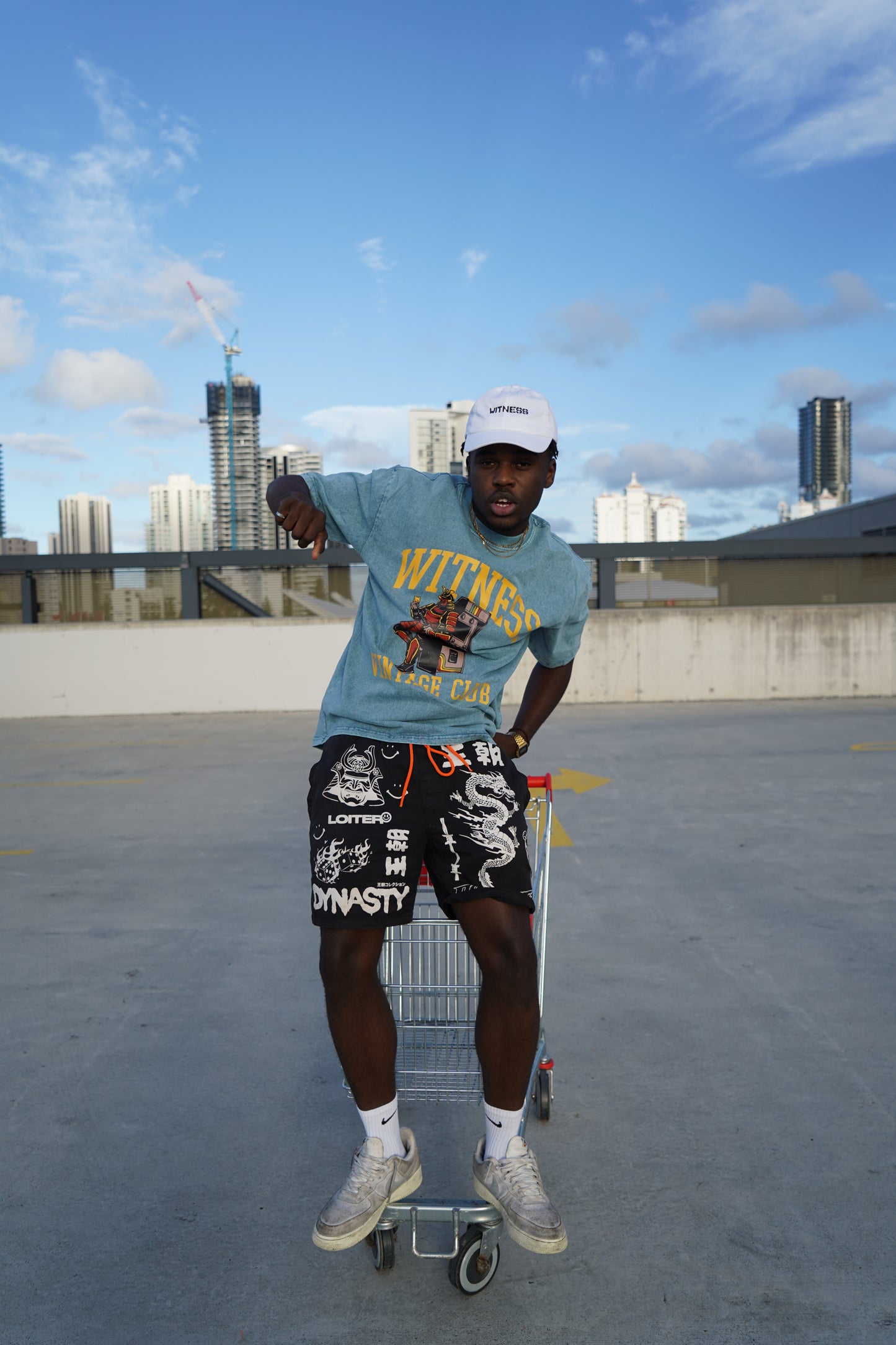 Oversized 'Vintage Club' Tee blue