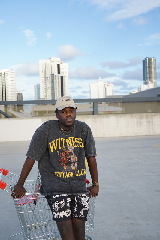 Oversized 'Vintage club' tee Black